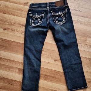 Big Star Indigo Denim Cropped Jeans with Embroidered Back Pockets